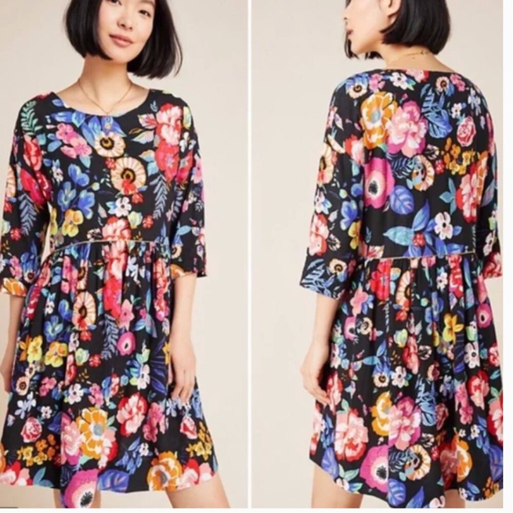 ⭐️ Magnolia Floral Babydoll Tunic Boho Peasant Hipster Hippie Chic Farm Dress
